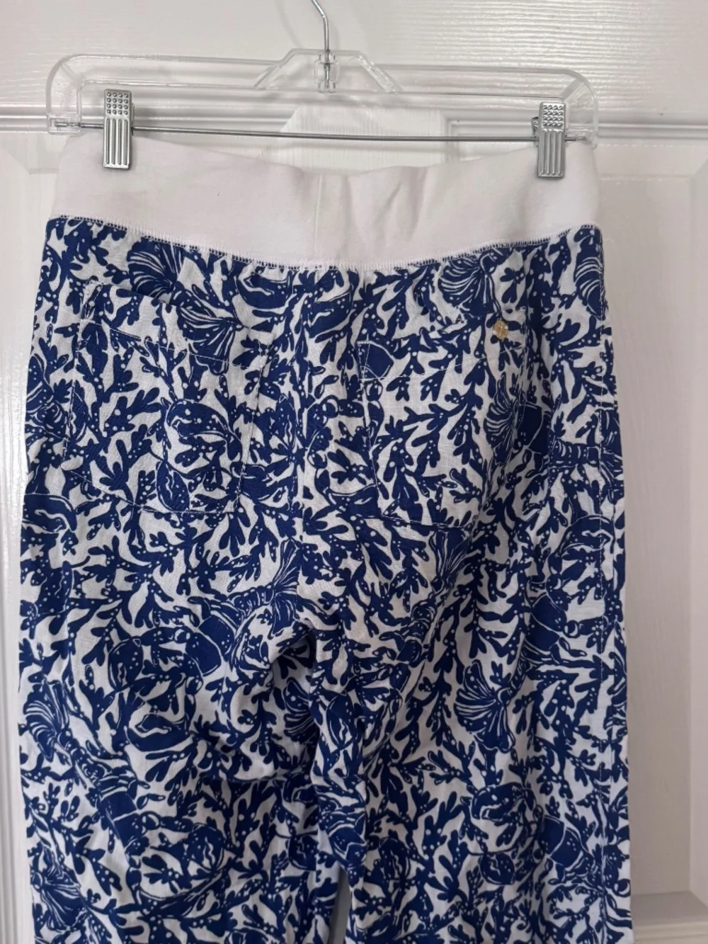 Lilly Pulitzer Beach Linen Palazzo Pants in Blue and White Pattern Size Small - Picture 6 of 9